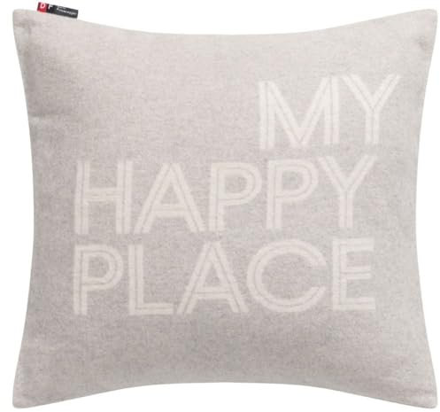 David Fussenegger Kissenhülle Silvretta 'My Happy Place' 50 x 50 cm Filz - Hellgrau