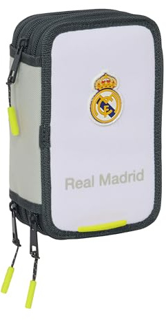 Real Madrid EQUIPACIÓN 25/26 - Trousse scolaire avec 37 outils inclus, trousse pour enfant, idéale pour les enfants de 5 à 14 ans, confortable et polyvalente, qualité et résistance, 12,5 x 5,5 x 19,5