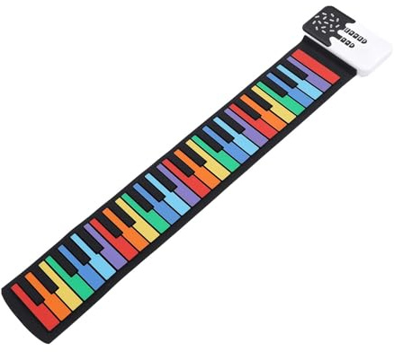 Cosiki Tastiera per Pianoforte, Tastiera Elettrica Piano Incorporato Altoparlante 49 Tasti Portatile Silicone Pieghevole a Mano Pieghevole Colorata per Pianoforte Pano