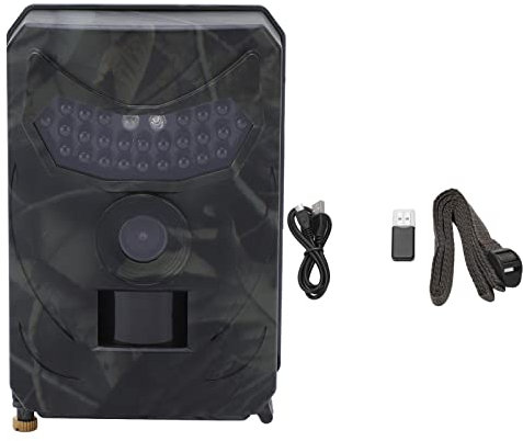 PODSJD Fototrappola HD – Foto e video 1080P ad alta definizione IP56 impermeabile scatto rapido 0 8s alimentazione con 4 batterie AA o DC5V per caccia sorveglianza e natura allaperto