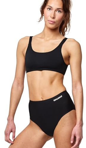 WUKA Stretch Seamless Midi Brief Period Pants Heavy Flow Leak Proof Reusable Washable Underwear for Women Multi Size Fits L,XL, XXL, XXXL Black