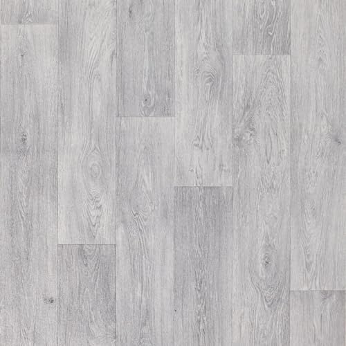 Lino Vinyl Flooring Roll, Aged Grey Oak Wood Effect, Anti-Slip, 2m-3m Width (6m x 2m)