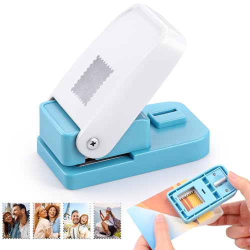 JIANTA Stansare för frimärken, frimärkestans med fyrkantiga hål, bärbar stämpelstansare för scrapbooking, kartong, scrapbook, dagbok, kuvert, etiketter, presentkort och hantverk