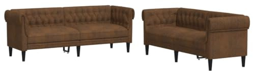Foknhdi Ensemble de 2 canapés en tissu marron 182,5 x 74,5 x 74,5 cm Design moderne avec fonction recamière et canapé-lit pour salon, balcon, petites pièces