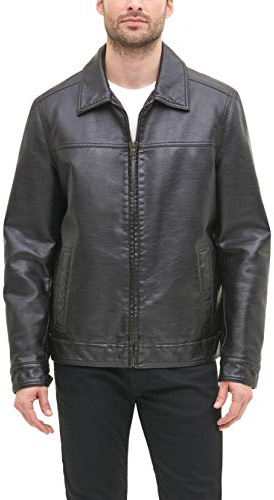 Tommy Hilfiger Men's Classic Faux Leather Jacket, dark brown, Large