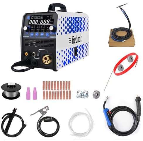 Reboot Multi Process 6 en 1 MIG 250Amp 230V Soldador,Gas/Gasless Flux Core MIG/Stick/Lift TIG/Spot Welding/Spool Gun Soldador de Aluminio con Antorcha Tig