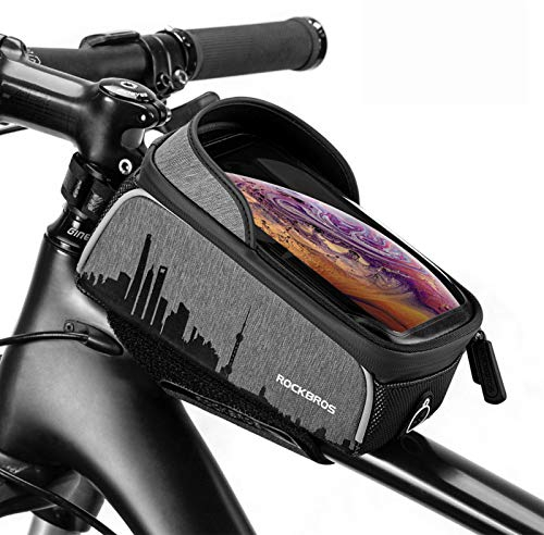 ROCKBROS Fahrradtasche Wasserdicht Fahrrad Rahmentasche Handytasche Oberrohrtasche mit Touchscreen für Handy bis zu 6,5
