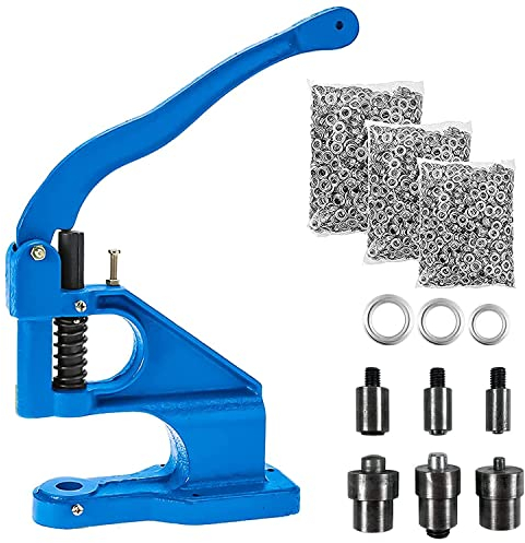 BOOMSTART Ösenmaschine Ösenpresse Set, Handpresse Ösenstanze Ösenzange mit Matrizen und 1500 Silbernen Ösen, 6mm 10mm 12mm Oesenpresse Oesenzange Oesenmaschine für Planen Stoff Banner Taschen