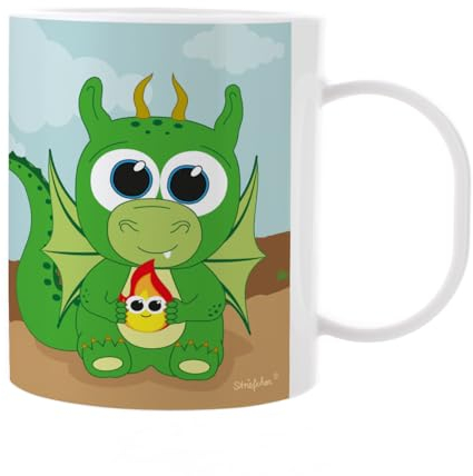 Striefchen® Kindertasse mit Namen aus Kunststoff Tiermotiv Drache