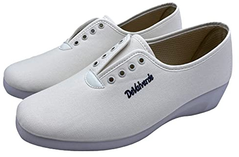 DeValverde - Zapatillas clásica con cuña - Calzado para Pies Delicados - Suela de Caucho Antideslizante - con Cordones - Fabricado en España - Tallas 35-41 (Blanco, Numeric_36)