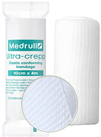 Medrull 10 pezzi 10 cm x 4 m set di bende di garza - bende di fissaggio grandi - materiale per bende ULTRA CREPP
