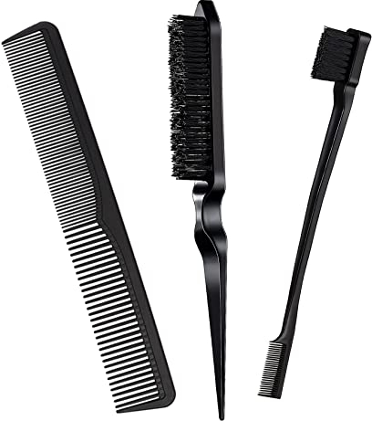 JeoPoom Haarkamm, antistatisch, 3 Stück, Kohlefaser-Kamm mit Schwanz, professioneller Haarschnitt für Salon, Frisur, für Männer und Frauen, verschiedene Arten