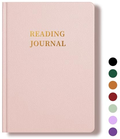TSFPapier läsning journal bokälskare gåvor bok journal inbunden läder för läsare granska och spåra din läsning med 65 bokrecensioner, 14,7 x 21,1 cm, rosa
