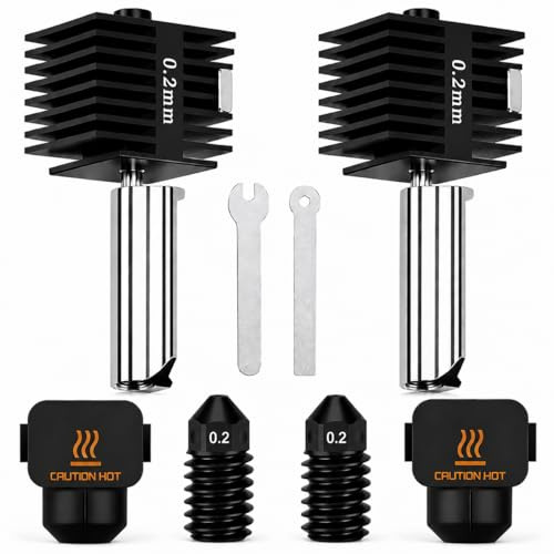 HIKUDIY Kit de tête d'impression 2 pièces 0,2 mm pour imprimante 3D Bambu Lab A1/A1 Mini, tête d'impression de remplacement pour imprimante 3D Bambu Lab A1/A1 Mini