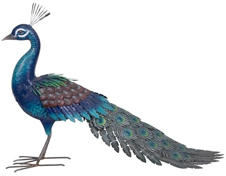 Garden Haven ® Elegant Metal Peacock Large Sculpture Garden Decoration Ornament Lawn 85cm Height