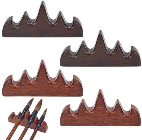 WEBEEDY 4 pezzi Supporto per Pennelli in Legno per Pennelli Calligrafia Cinese Supporto per Pittura Acquerello Non Rotolare per Calligrafia Forniture Artistiche