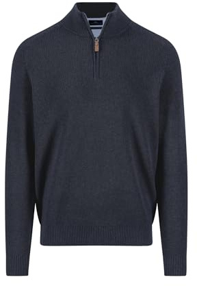 FYNCH-HATTON Troyer in cotone con motivo strutturato e chiusura lampo, blu navy, L