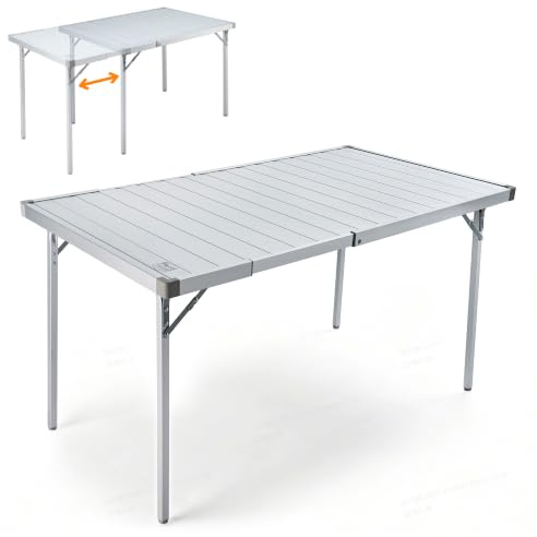 TIMBER RIDGE Tavolo da campeggio pieghevole 94/129 x 70 cm tavolo da giardino allungabile per 4-6 persone tavolo in alluminio regolabile in altezza con borsa da trasporto per picnic e outdoor