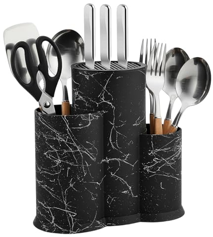 Messerblock ohne messer, Kunststoff Universal messerhalter schublade mit Messerschlitz Abtropflöchern für alle Küchenmesser, Multifunktional messerblock für Besteck Gabeln Löffel und Küchenutensilien
