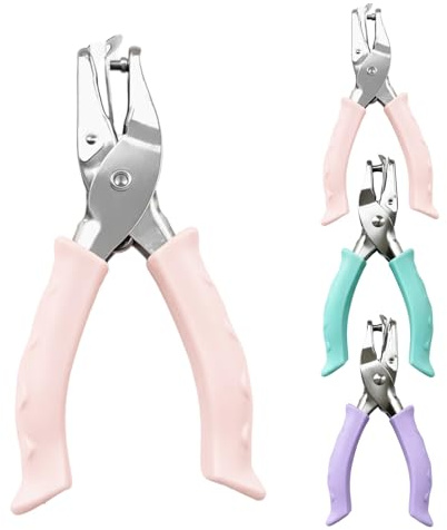 3 Pcs Pinza Perforatrice per Carta 6 mm e 3 mm, Perforatore a Foro Singolo Manuale con Impugnatura Morbida, Perforatore per Carta per Diy, Scuola e Ufficio in Colori Pastello