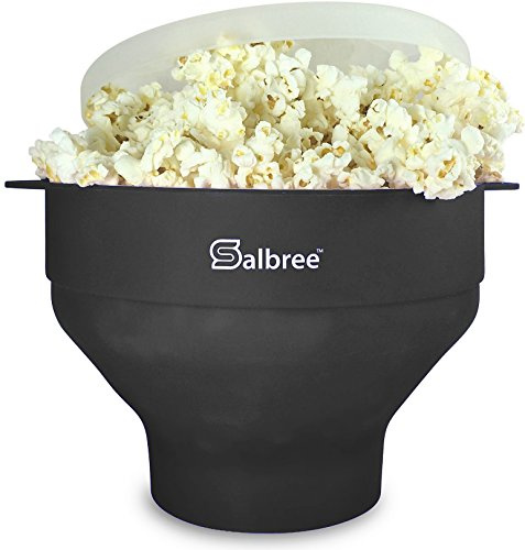 The Original Salbree Microwave Popcorn Popper Machine, Silicone Popcorn Maker, Collapsible Microwavable Bowl - Hot Air Popper - No Oil Required - The Most Colors Available (Black)