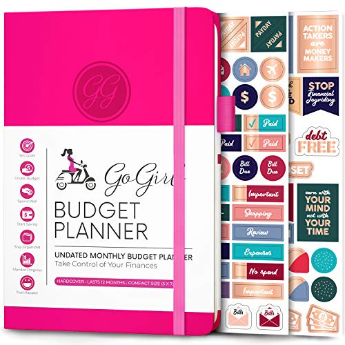 GoGirl Budget Planner – Monthly Financial Planner Organizer Budget Book. Expense Tracker Notebook Journal to Control Money, Compact (Hot Pink)