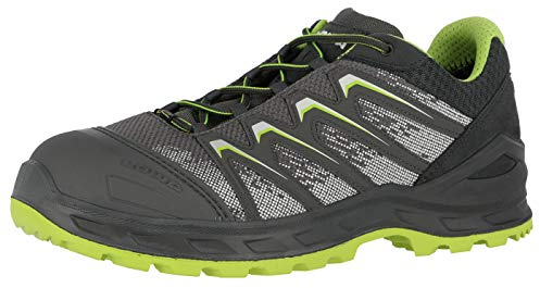 LOWA Sicherheitsschuhe LARROX Work GTX Black Low S3, Farbe:grau/Limegreen, Schuhgröße:45 (UK 10.5)