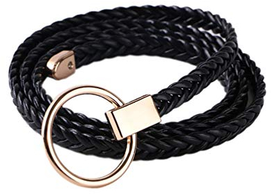 NUREINSS Damen geflochtener Gürtel dünner gewebter Gürtel dünner Gürtel Bund 1cm breit Schwarz