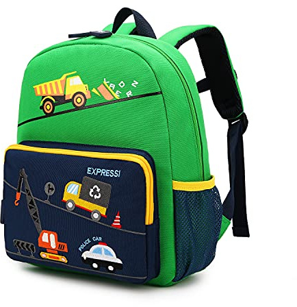 willikiva Car Dinosaur Kids Toddler Backpack for Boys and Girls Children Waterproof Preschool Bag(Green Bus)