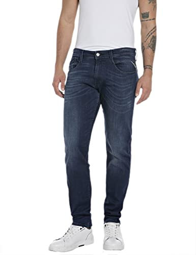 Replay Herren Jeans Anbass Slim-Fit mit Power Stretch, Dark Blue 007-2 (Blau), 32W / 30L