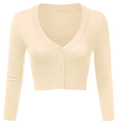 Totatuit Women's Cropped Cardigan V Neck Bolero Shrug Open Front Jumper | Knitted Button Down Long Sleeve Soft For Dresses Jeans Office Evening And All Season Layering