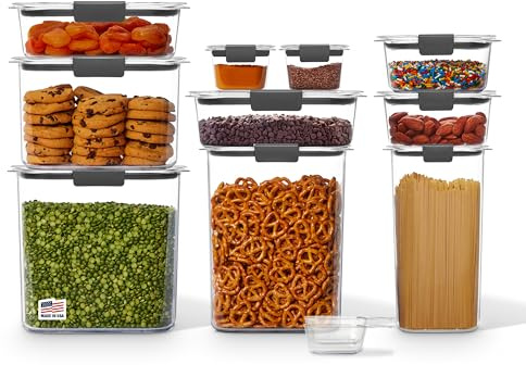Rubbermaid Brilliance Pantry Vorratsbehälter, transparent, luftdicht, für Lebensmittel und Speisekammer, 10-teilig