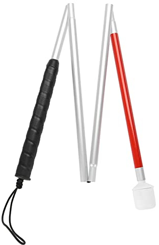 ANKROYU Stampella pieghevole da 110 cm, stampella pieghevole pieghevole riflettente per bastone da passeggio con guida antiurto portatile, bastone da passeggio per non vedenti