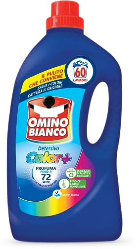 Omino Bianco - Detersivo Lavatrice Liquido Color+, 60 Lavaggi, Specifico per Capi Colorati, Tecnologia Salva i Colori e Cattura il Grigiore, 2400 ml