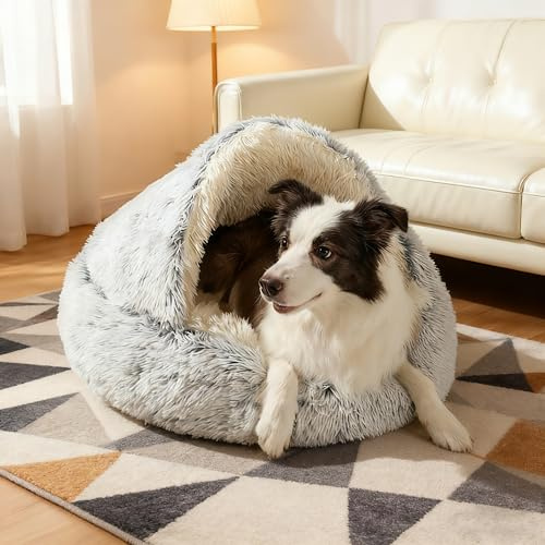 SHJOEE Cama Mullida para Perro en Forma de Concha Cesto de Felpa para Gato Cama para Mascotas de 50 cm Sofá Lavable para Gato Y Perros Medianos Pequeñas Inferior Antideslizante