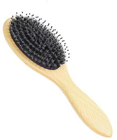 Haarbürste, Wildschweinborsten Bürste mit Nylonstiften, Professionelle Massagebürste Holz Bürste zur Massieren der Kopfhaut und zum Kämmen der Haare,