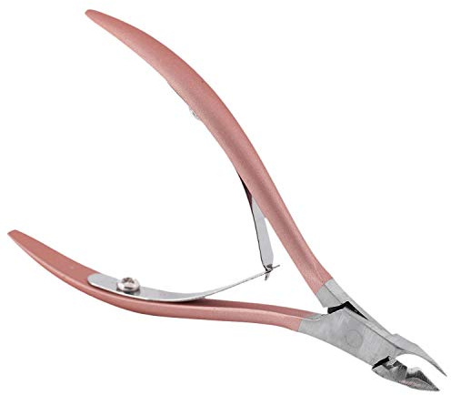 Ronlok - Pinzas para empujar las cutículas de uñas, alicates de corte de cortador, removedor de piel muerta manicura herramienta de aseo de arte pinza de uñas rosa
