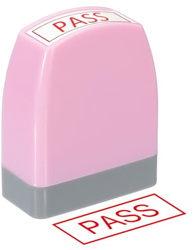 PATIKIL Godkännande stämpel självbläckande, rött bläck kontorsstämplar förbläckat meddelande stämpel påfyllningsbar affärsstämpel, rosa
