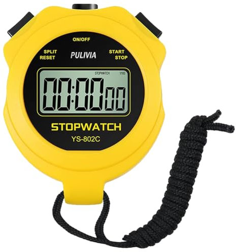 Sport-Stoppuhr mit leiser, ON/Off Button No Alarm No Clock No Whistle, Silent Basic Operation Children Friendly, PULIVIA Sport Stop Watch for Coaches Kids Running Trainning, Yellow