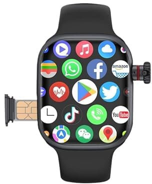 XINDADA Reloj Inteligente CD99 S16 4G con sistema Android, tarjeta SIM, GPS, WiFi, cámara, pantalla AMOLED de 2.25 pulgadas, Google Play (negro, 4 GB 64 GB)