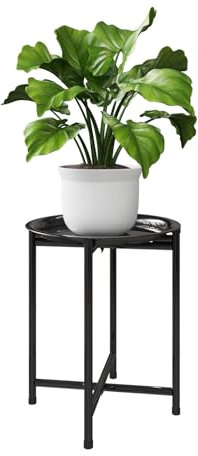 Bamworld Blumenständer Metall Pflanzenständer Blumenhocker Schwarz Hoch Zimmer Deko （34x34x42cm）