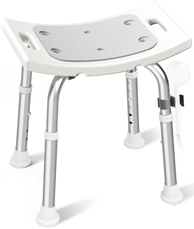 HOMLAND Shower Chair for Inside Shower, 400 lbs Adjustable Shower Stool with Suction Feet, Shower Seat for Inside Tub Bathroom Bench Bath Chair for Elderly and Disabled - Light Gray