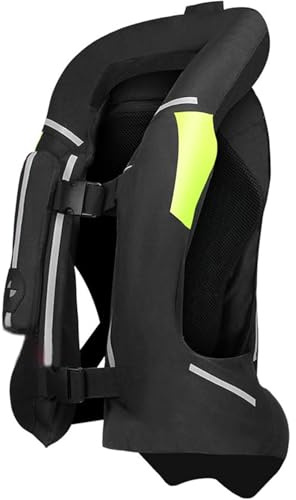 TRBSTUY Motorrad Airbag Weste für Erwachsene, Professionelle verstellbare Motocross Schutz Reflektierende Jacke Reitsport Motorrad Reitausrüstung,Schwarz,XL