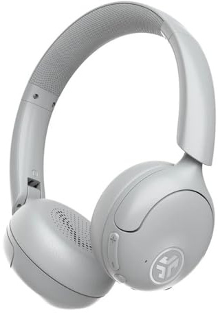 JLab Go Lux ANC Hybrid Active Noise Cancelling Headphones - On Ear Wireless Headphones with Microphone, 70+ H Playtime Foldable Bluetooth Earphones with Multipoint & Customisable Sound, White