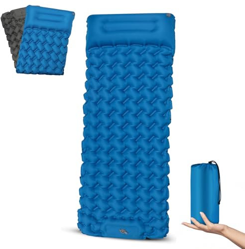 FORRINX Isomatte Selbstaufblasend Camping Luftmatratze 200 * 68CM Ultraleicht Camping Matratze mit Kissen Tragbar Luftzellenmatte Wasserdicht Schlafmatte für Outdoor, Wandern, Zelt, Strand