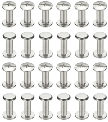 PATIKIL 24 Sets Chicago Screws, 3x8mm(DxH) Chicago Screws Phillips Binding Post Screw Bolts Leather Rivets 304 Stainless Steel Fasteners for Leather Belt Scrapbook Photo Albums, Silver