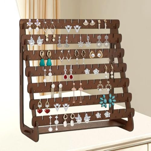 KASESSS Vintage Wood Jewellery Stand for Earring, Earring Storage Organiser, Earring Holder, Earring Display Stands Up to 100 Pairs, Jewellery Display Stand Holder for Hoop Dangle for Girl Women