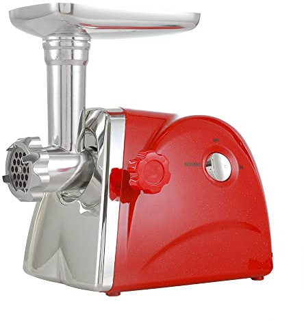 Picadora de carne eléctrica 3 en 1 de acero inoxidable para embutidos, máquina de carne picada con 3 discos de acero inoxidable para rallar, cortar, 1,5 – 2 kg/min, motor de cobre puro