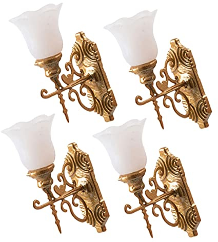 ERINGOGO Lampe Miniature Maison de Poupée, Modèle D'applique Murale en Abs, 4 Pièces, 1:87, Décoratif, pour Scènes et Tables