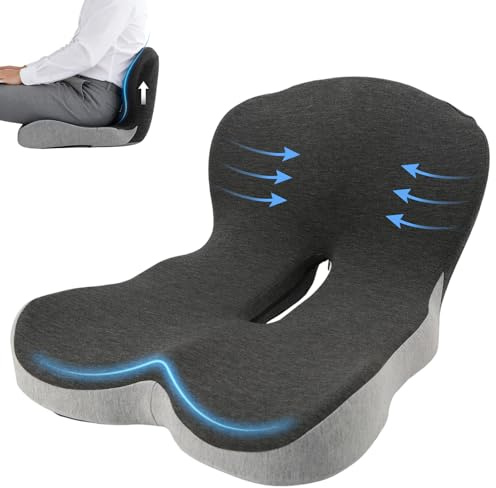 NCONCO Cuscino Sedia Ufficio,con Schienale Supporto Lombare Memory Foam Aumenta il Comfort U-Shape per Auto Guidatore Sedia a Rotelle Scrivania